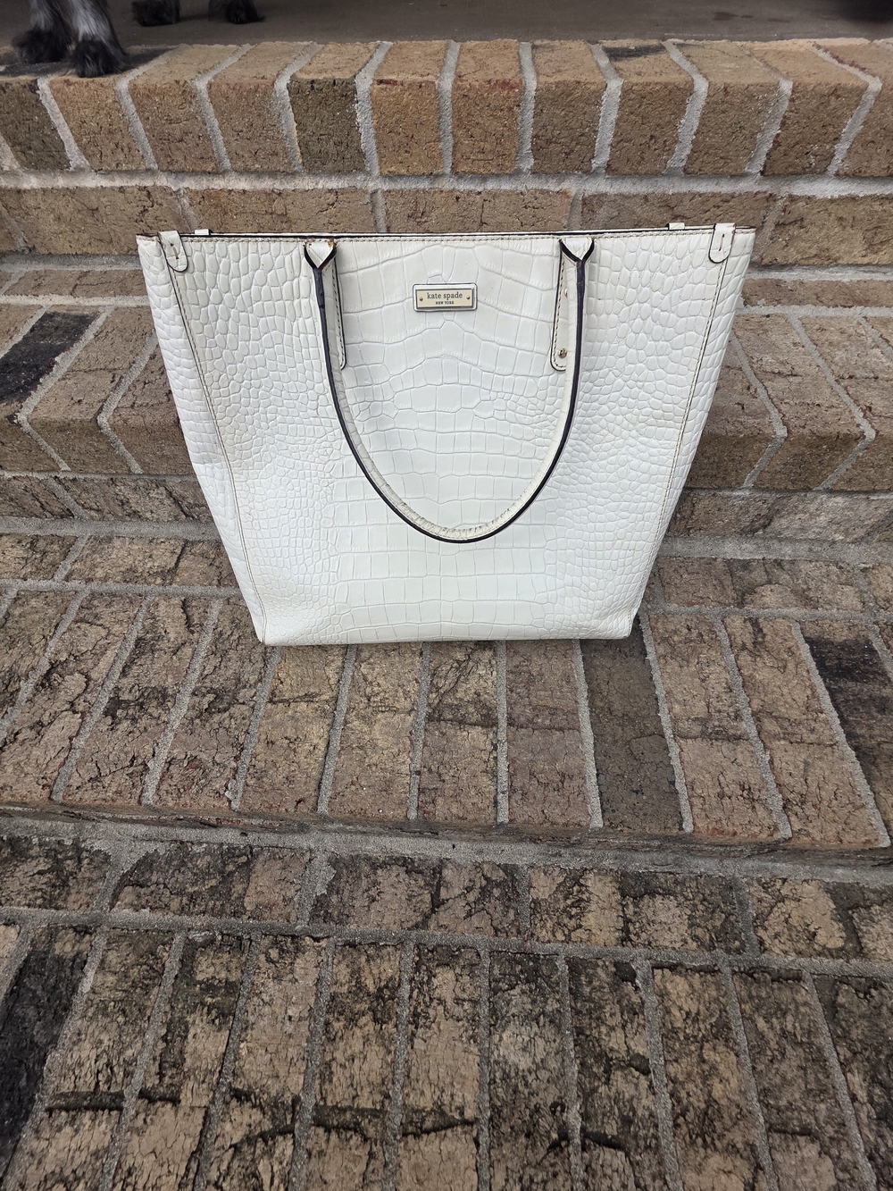 Kate Spade White Croc-Embossed Tote